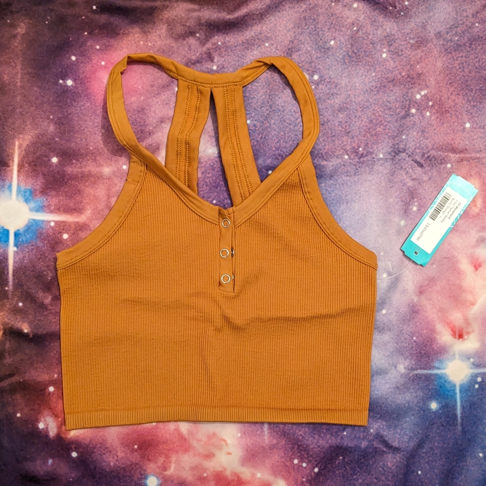 🎃 Pumpkin Burnt Orange FP Movement by Free People Crop Top Size Large NWT